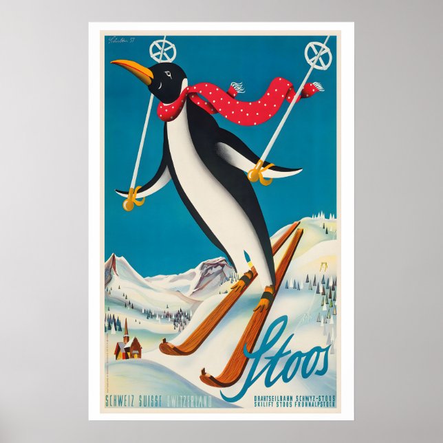 Stoos Switzerland Vintage Ski Poster (Front)
