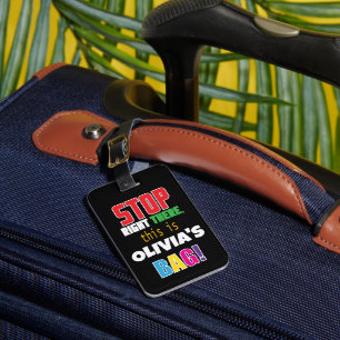STOP, A Fun and Colorful Design - Personalized Luggage Tag