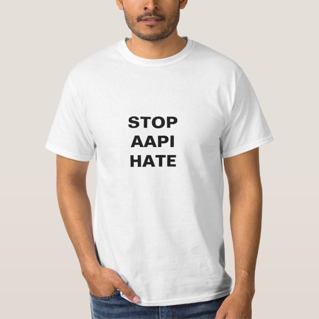 Stop AAPI Hate, black white T-Shirt (Front)