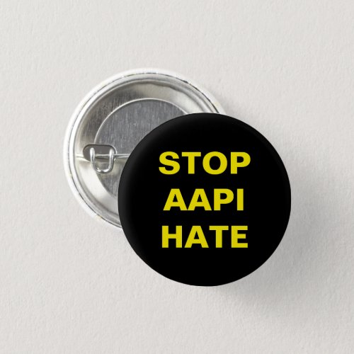 Stop AAPI Hate black yellow Button