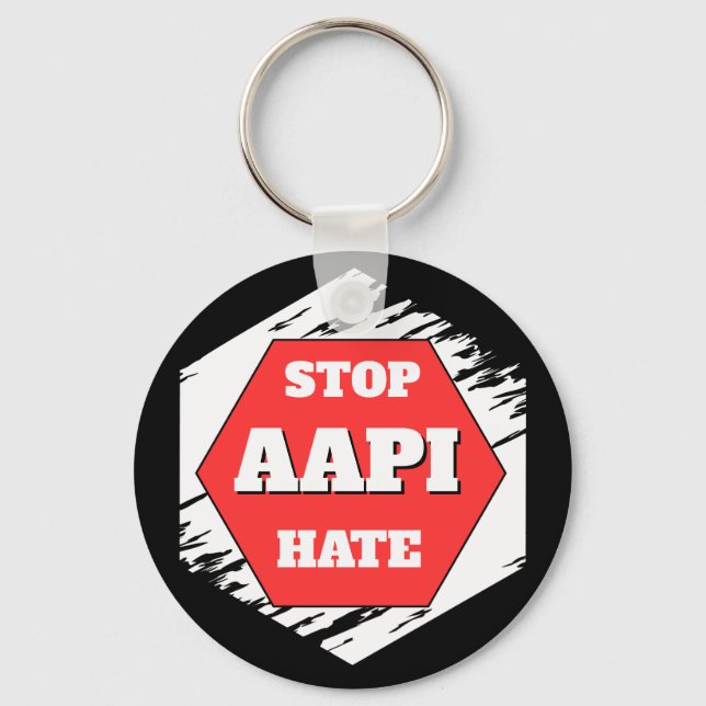 Stop AAPI Hate Rectangular Keychain (Front)