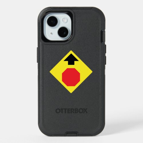 Stop Ahead Traffic Sign  Black iPhone 15 Case