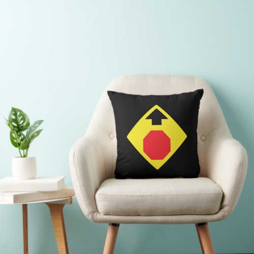 Stop Ahead  Traffic Warning Sign  Throw Pillow
