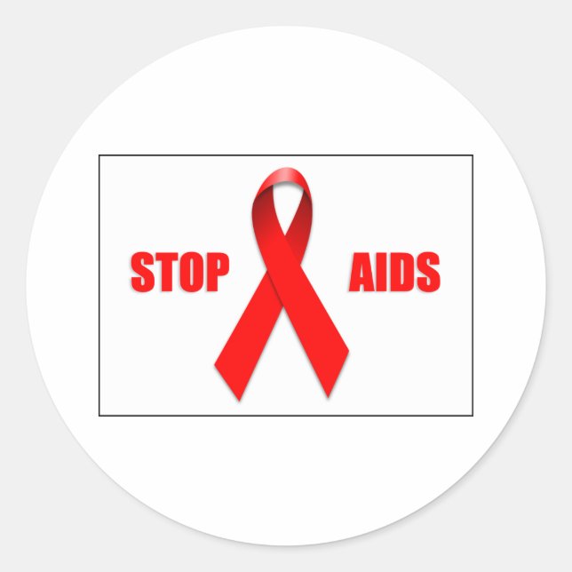STOP AIDS CLASSIC ROUND STICKER (Front)