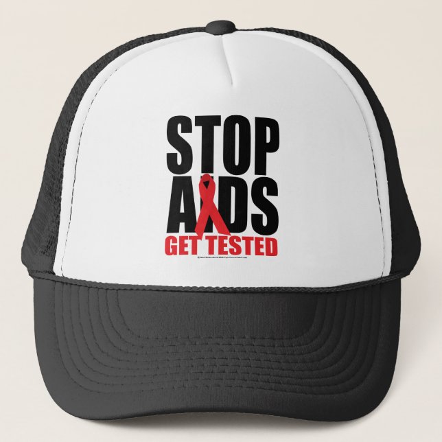 Stop AIDS: Get Tested Trucker Hat (Front)
