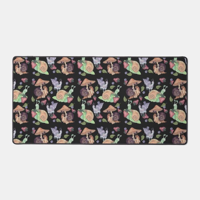 Stop and Smell the Strawberries Snail  Pattern Desk Mat (Front)