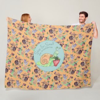 Stop and Smell the Strawberries Snail  Pattern  Fl Fleece Blanket