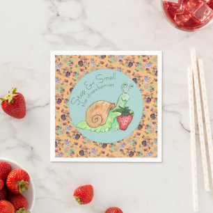 Stop and Smell the Strawberries Snail  Pattern Napkins