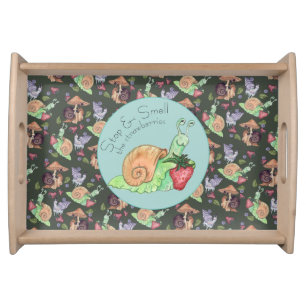 Stop and Smell the Strawberries Snail Pattern Serving Tray