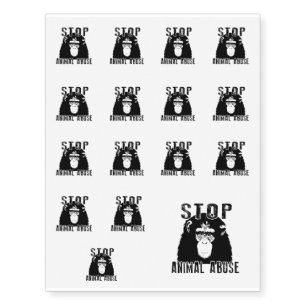 Stop Animal Abuse - Chimpanzee Temporary Tattoos