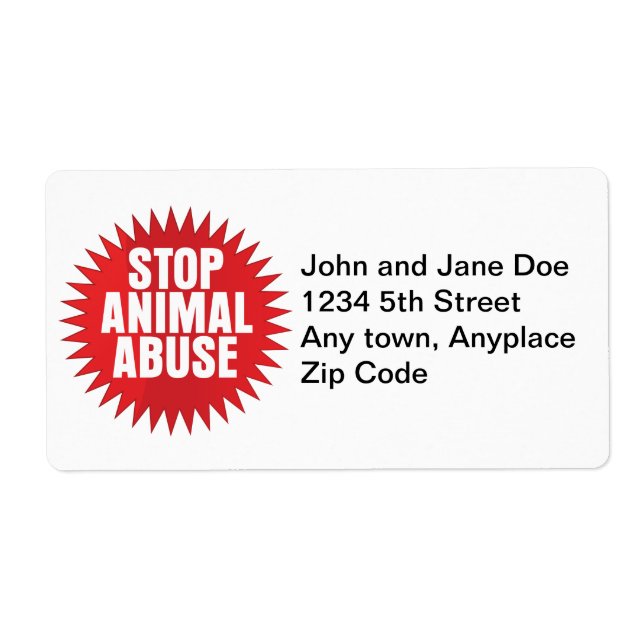 Stop Animal Abuse Label (Front)
