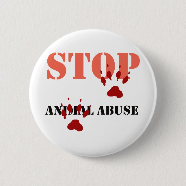 stop animal abuse pinback button (Front)
