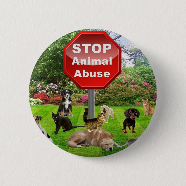 Stop Animal Abuse Pinback Button (Front)