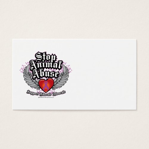 Stop Animal Abuse Wings Business Card Template