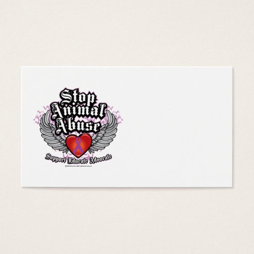 Customizable Stop Animal Abuse Wings Business Card Template