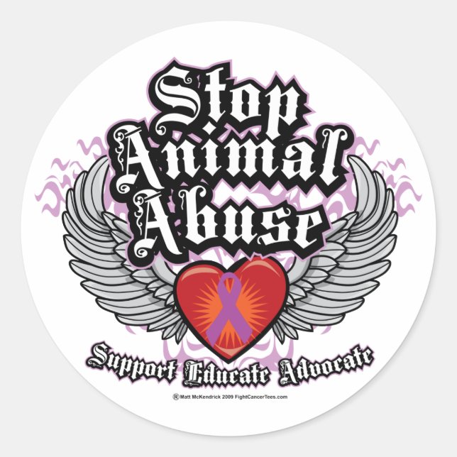 Stop Animal Abuse Wings Classic Round Sticker (Front)