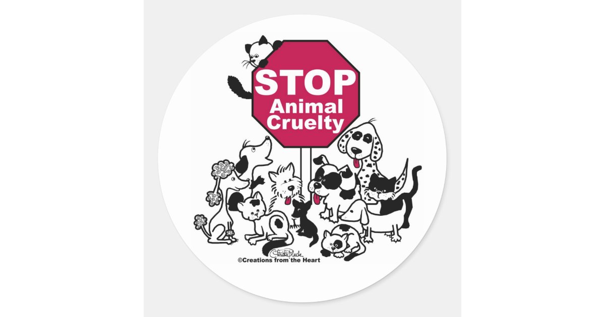 Stop Animal Cruelty Classic Round Sticker | Zazzle