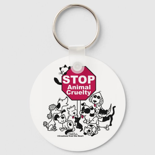 Stop Animal Cruelty Keychain (Front)