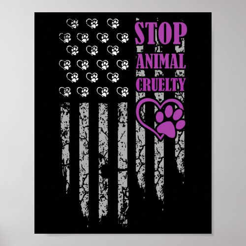 Stop Animal Cruelty Usa Flag Pet Lover Poster