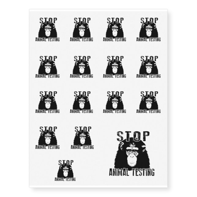 Stop Animal Testing - Chimpanzee Temporary Tattoos (Front)