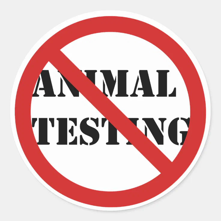 stop animal testing classic round sticker | Zazzle