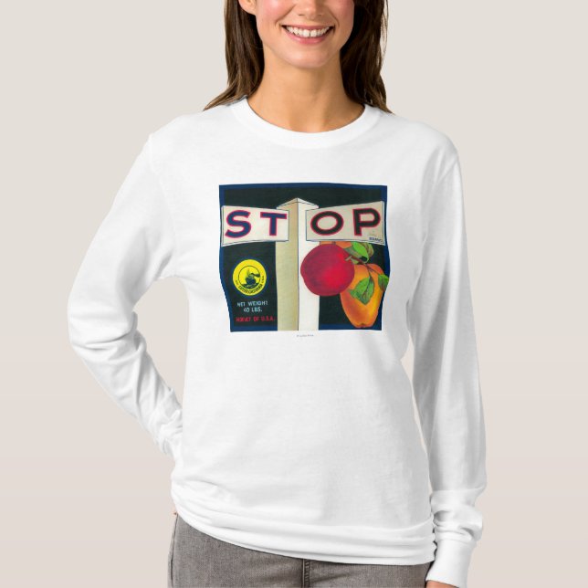 Stop Apple Crate LabelCutler, CA T-Shirt (Front)