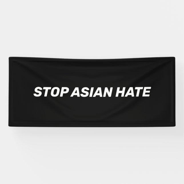 Stop Asian Hate, black white Banner (Horizontal)