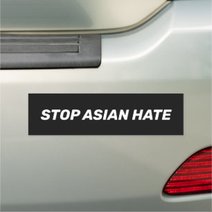 Stop Asian Hate, black white car bumper magnet