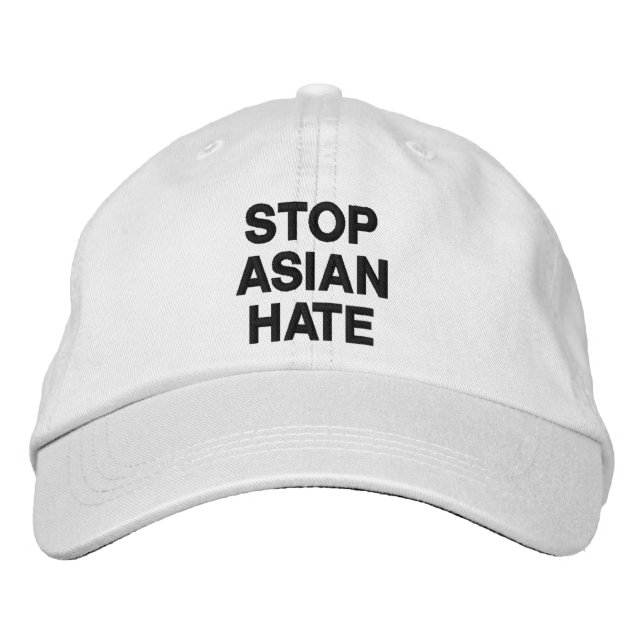 Stop Asian Hate, black white Embroidered Baseball Cap (Front)