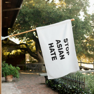 Stop Asian Hate, black white House Flag