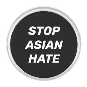 Stop Asian Hate, black white Silver Finish Lapel Pin