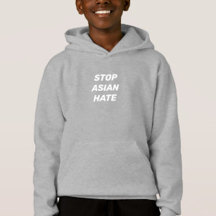 Stop Asian Hate, white letters grey Hoodie