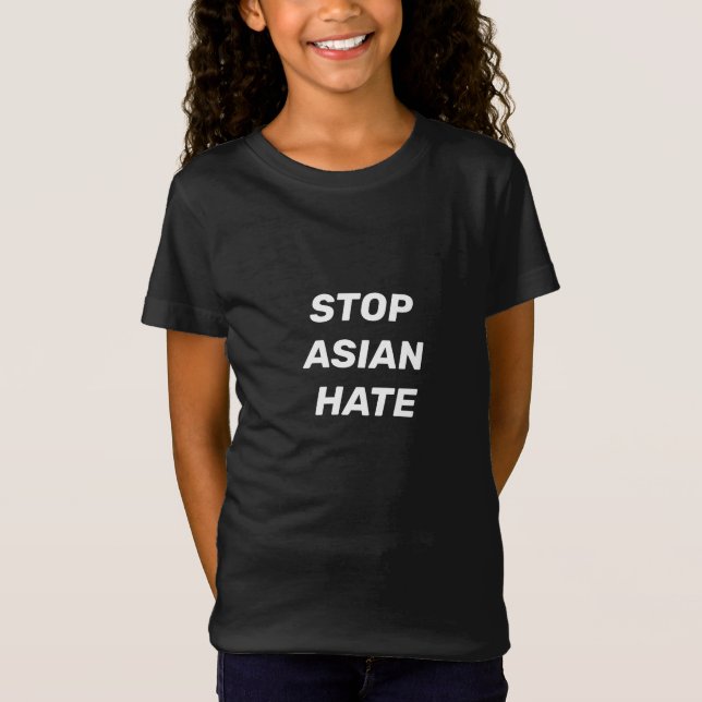Stop Asian Hate, white letters kids T-Shirt (Front)