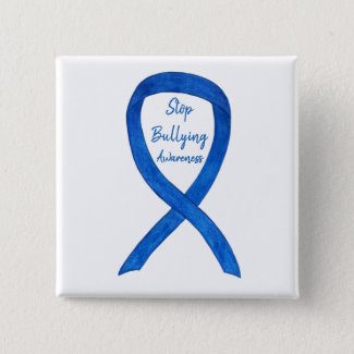 Stop Bullying Awareness Blue Ribbon Custom Pin