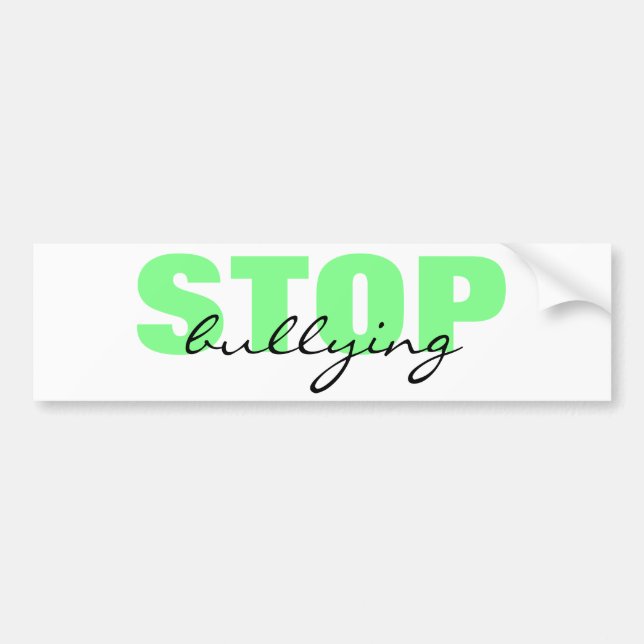 Stop Bullying Green Simple Bumper Sticker (Front)