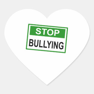 Stop Bullying Sign green Heart Sticker