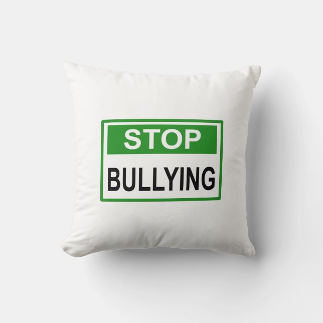 Stop Bullying Sign green Throw Pillow (Front)