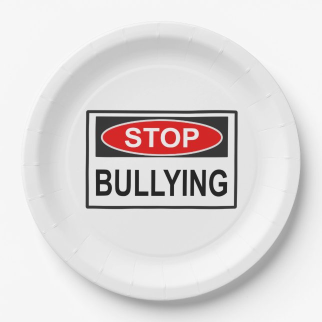Stop Bullying Sign red Paper Plates (Front)