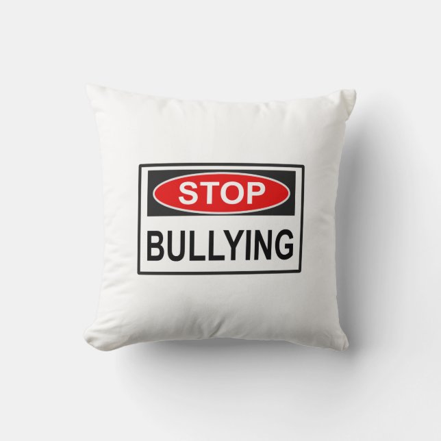 Stop Bullying Sign red Throw Pillow (Front)