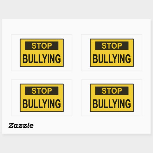 Stop Bullying Sign yellow Rectangular Sticker