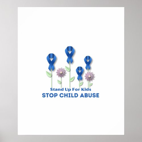 Stop Child Abuse Blue Ribbon Awareness Poster