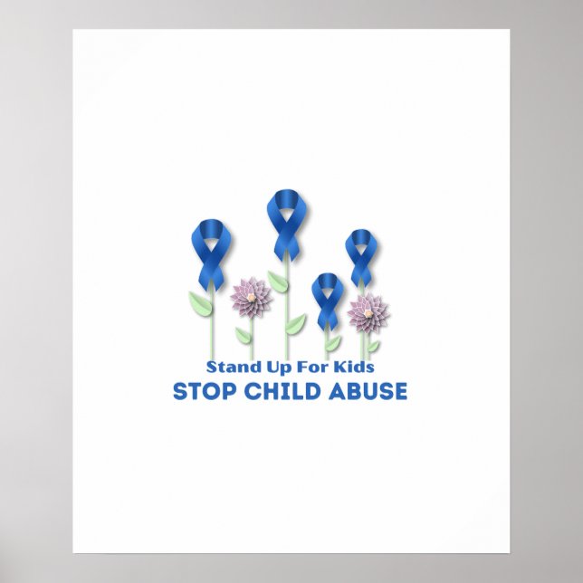 Stop Child Abuse Blue Ribbon Awareness Poster (Front)