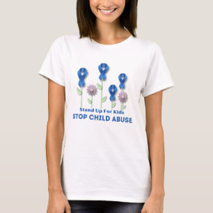 Stop Child Abuse Blue Ribbon Awareness T-Shirt