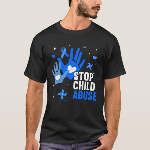 Stop Child Abuse Prevention Awareness Month Blue H T_Shirt