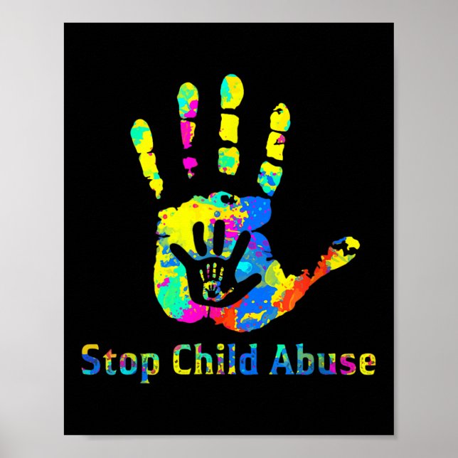Stop Child Abuse Prevention Awareness Month Blue R Poster (Front)