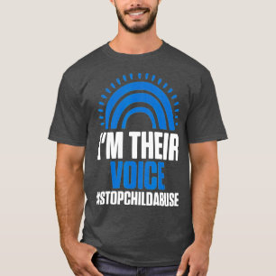 Stop Child Abuse Prevention Month Awareness Blue R T-Shirt
