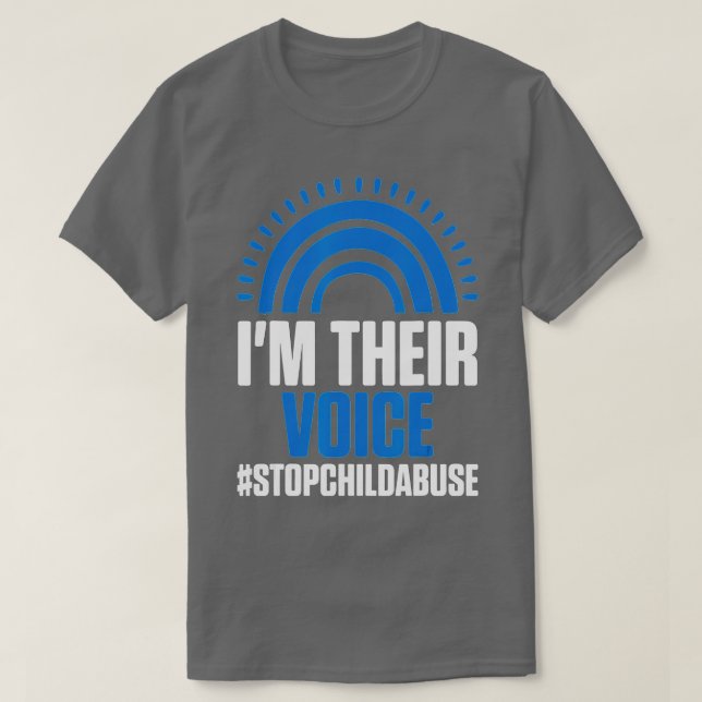 Stop Child Abuse Prevention Month Awareness Blue R T-Shirt (Design Front)