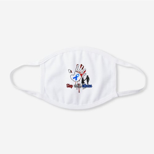 Stop Child Abuse White Cotton Face Mask