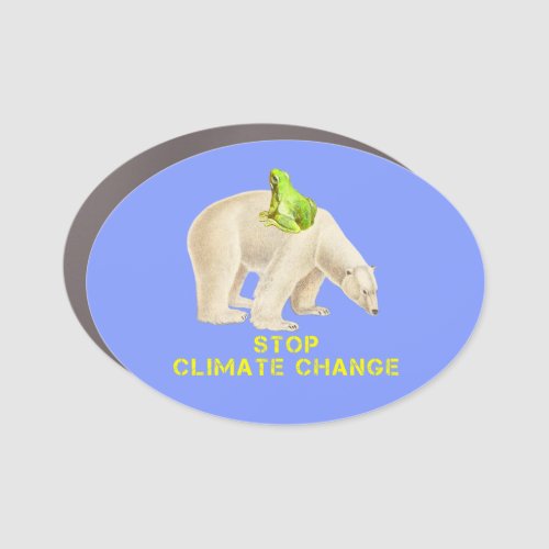 Stop Climate Change Arctic Polar Bear Green Frog Car Magnet