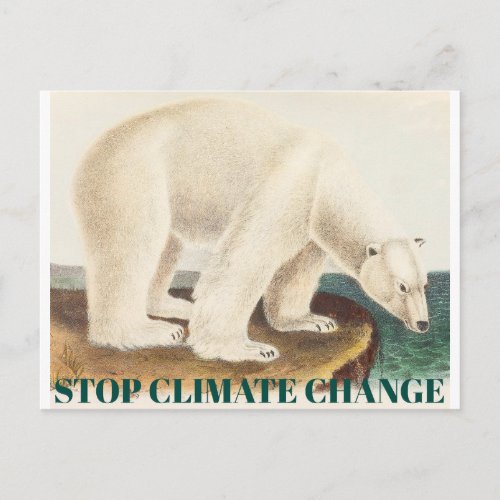 Stop Climate Change Endangered Arctic Polar Bear Postcard